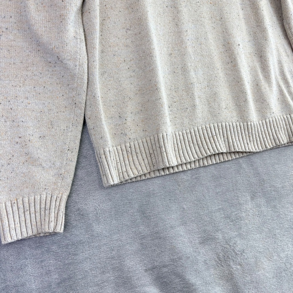 Goodfellow & Co Mens L Beige Speckled Sweater Mock Neck Button Pullover Academia - Picture 6 of 10